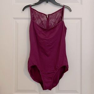 Bloch Burgundy Ballet Leotard- Floral Mesh Back